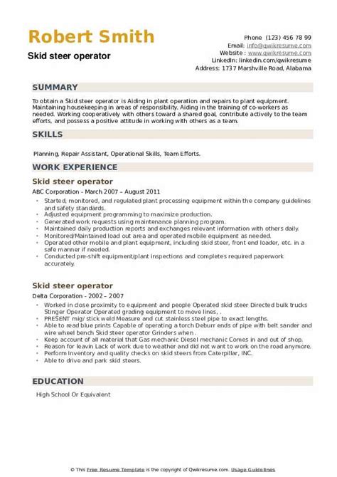 skid steer operator resume|skid steer operator salary.